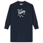 Girls Navy Blue Logo Knitted Jumper Dress, 1, hi-res