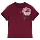 Girls Burgundy Peony T-Shirt, 1, hi-res