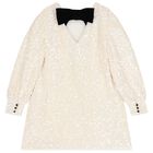 Girls Ivory Embellished Sequin Dress, 1, hi-res