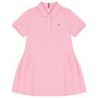 Girls Pink Logo Polo Dress, 1, hi-res