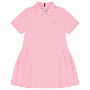 Girls Pink Logo Polo Dress