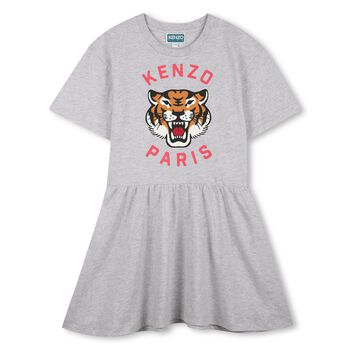 Girls Grey Tiger Logo Dress