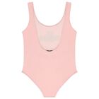 Girls Pink Teddy Bear Logo Swimsuit, 1, hi-res