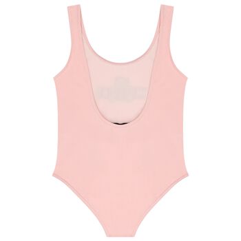 Girls Pink Teddy Bear Logo Swimsuit