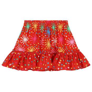 Girls Red Flared Skirt