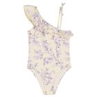 Girls Ivory & Purple Floral Swimsuit, 1, hi-res