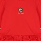 Younger Girls Red Teddy Bear Logo Dress, 2, hi-res