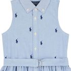 Girls Blue Logo Dress, 1, hi-res