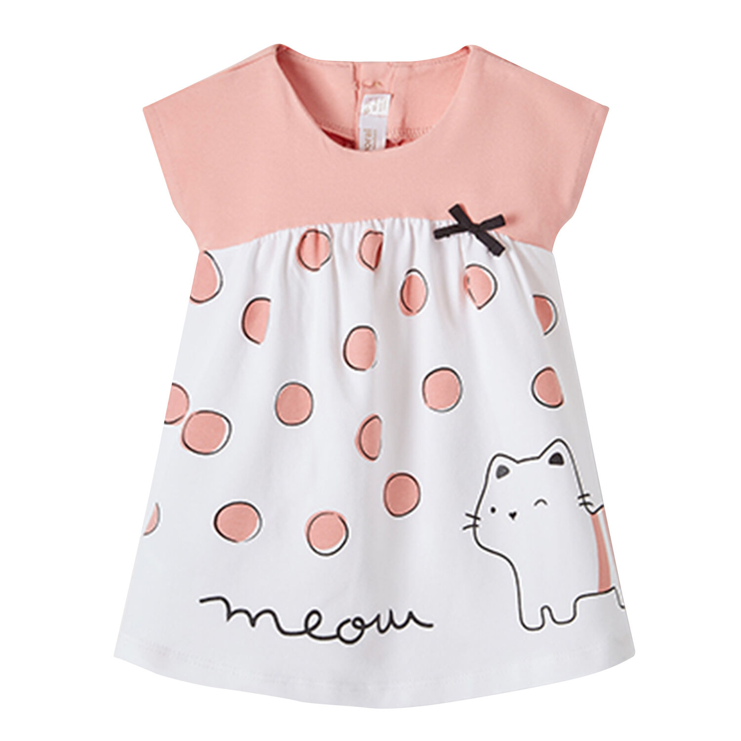 Baby Girls Pink & White Dress, 1, hi-res