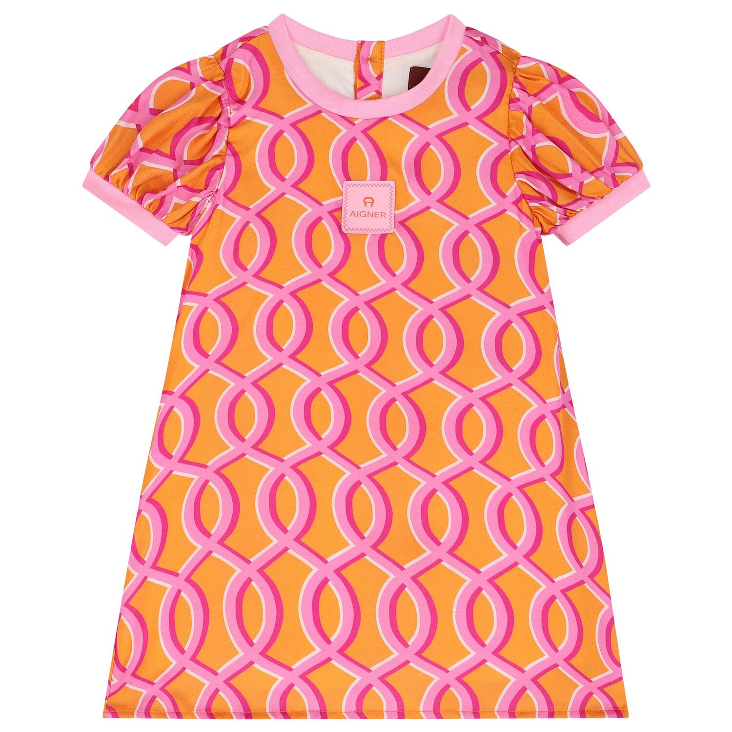 Younger Girls Orange Logo Dress, 1, hi-res