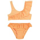 Girls Orange Ruffled Bikini, 1, hi-res