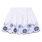 Girls White & Blue Embroidered Skirt, 1, hi-res