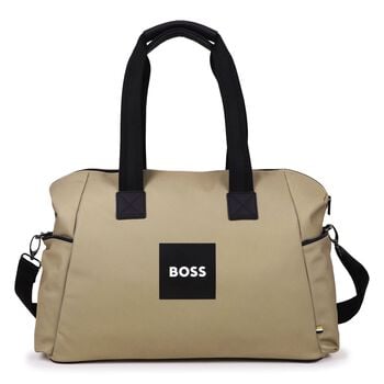 Beige Logo Canvas Baby Changing Bag
