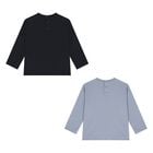 Younger Boys Navy Blue & Blue Logo Long Sleeve Top ( 2-Pack ), 2, hi-res