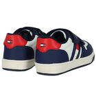 Boys Navy Blue Logo Trainers, 1, hi-res