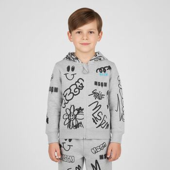 Younger Boys Grey Logo Tracksuit
