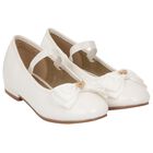 Girls White Bow Leather Shoes, 2, hi-res