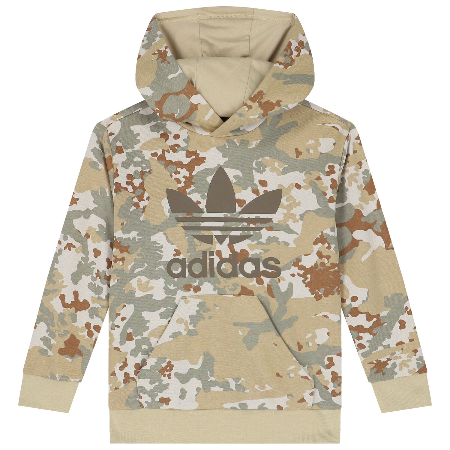 Beige & Green Trefoil Logo Camouflage Hooded Top, 1, hi-res image number null