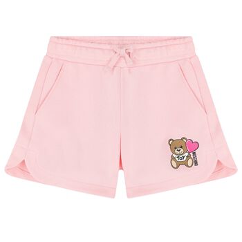 Girls Pink Teddy Bear Logo Shorts