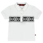 Younger Boys White & Black Logo Polo Shirt, 1, hi-res