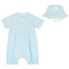 Baby Boys Blue Romper Set, 1, hi-res