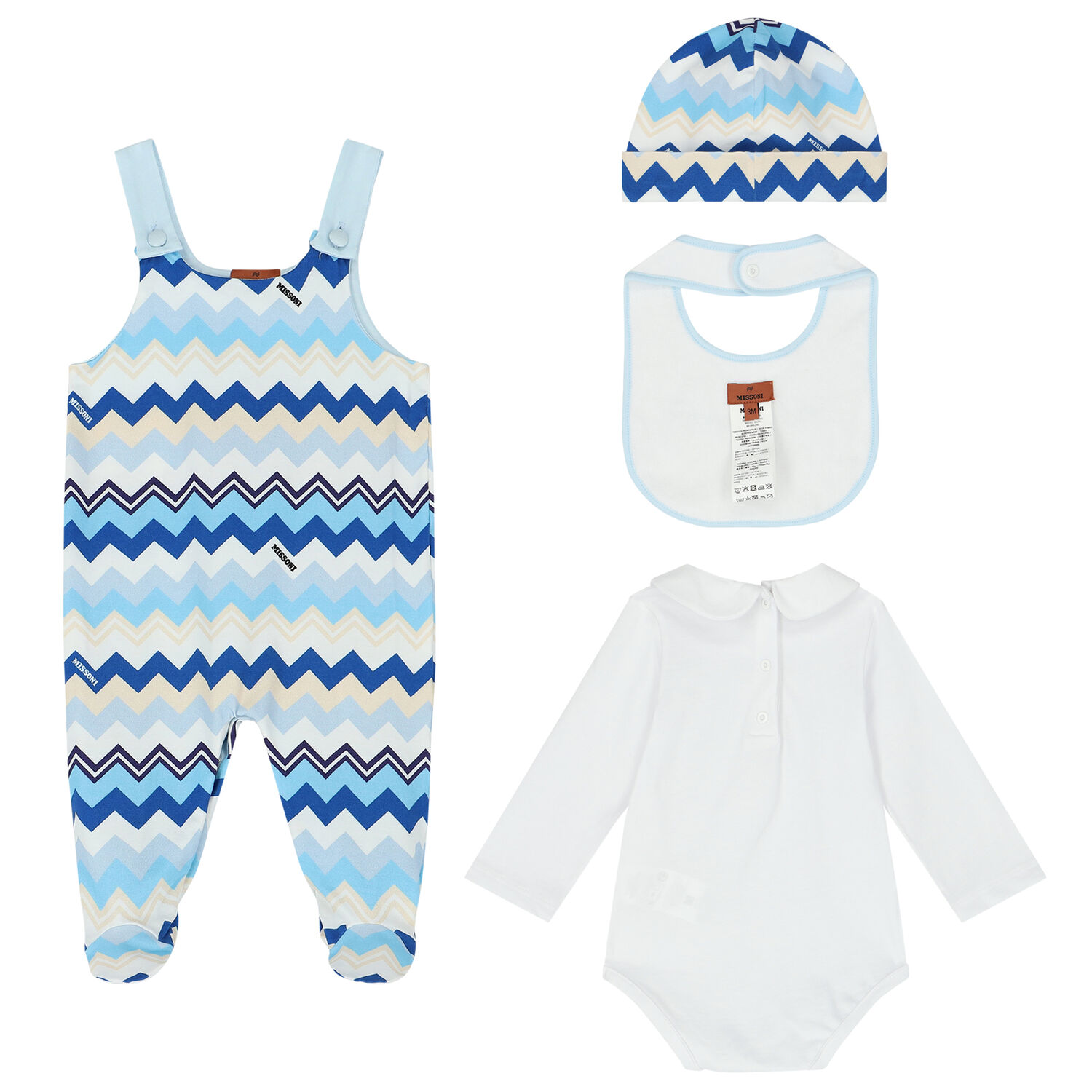 Blue & White Zigzag Bodysuit Set, 1, hi-res