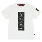 Younger Boys White Logo T-Shirt, 1, hi-res