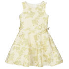 Girls Ivory & Gold Brocade Dress, 1, hi-res