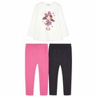 Girls Ivory, Pink & Grey Leggings Set, 1, hi-res