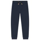 Boys Navy Blue Fleece Joggers, 1, hi-res