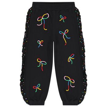 Girls Black Bow Joggers