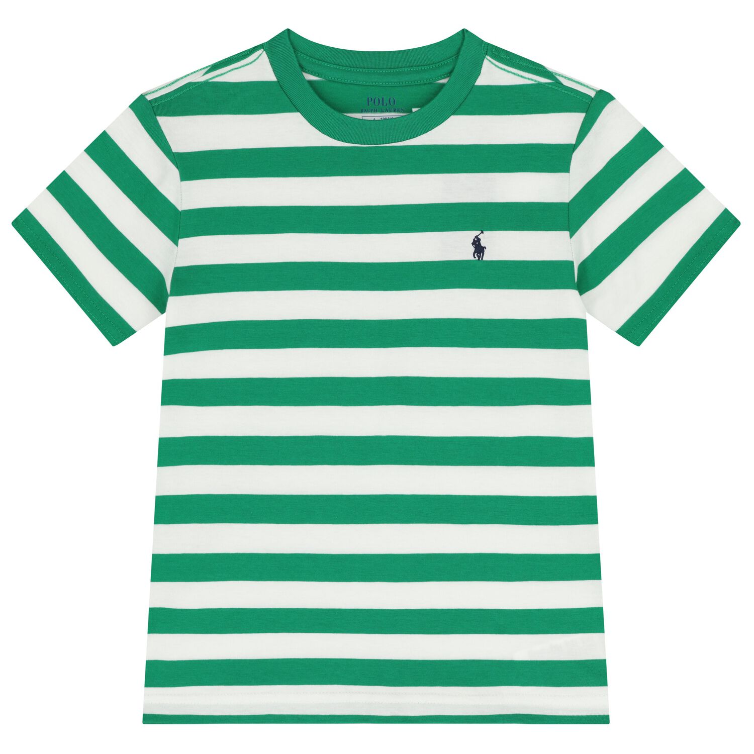 Boys White & Green Striped Logo T-Shirt, 1, hi-res