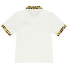Boys White & Gold Barocco Polo Shirt, 1, hi-res