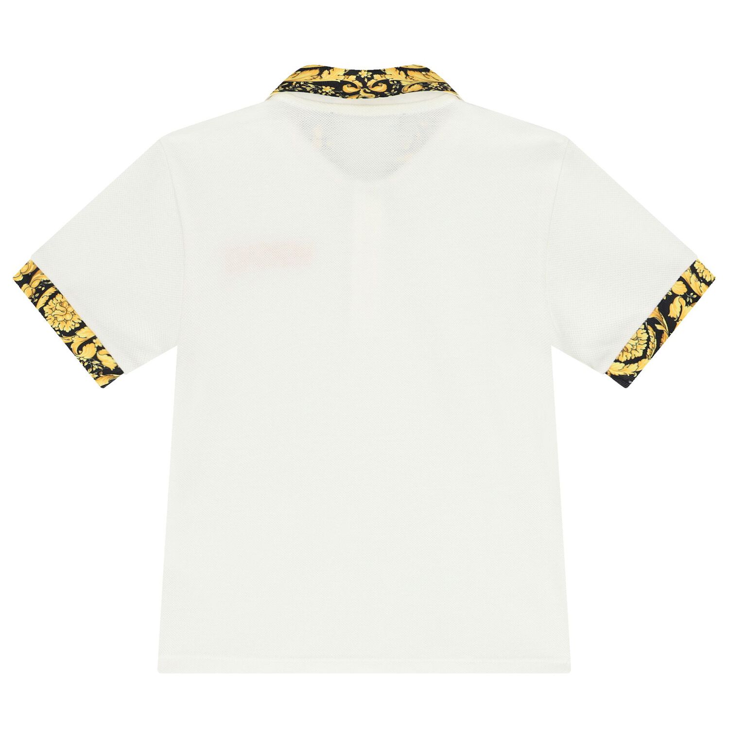 Boys White & Gold Barocco Polo Shirt, 1, hi-res