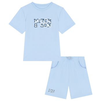 Boys Blue Logo Shorts Set