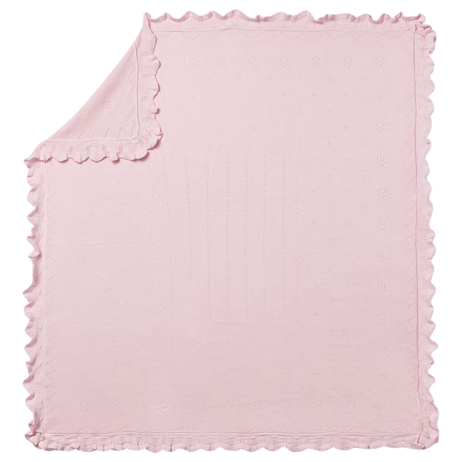 Baby Girls Pink Knitted Blanket, 2, hi-res
