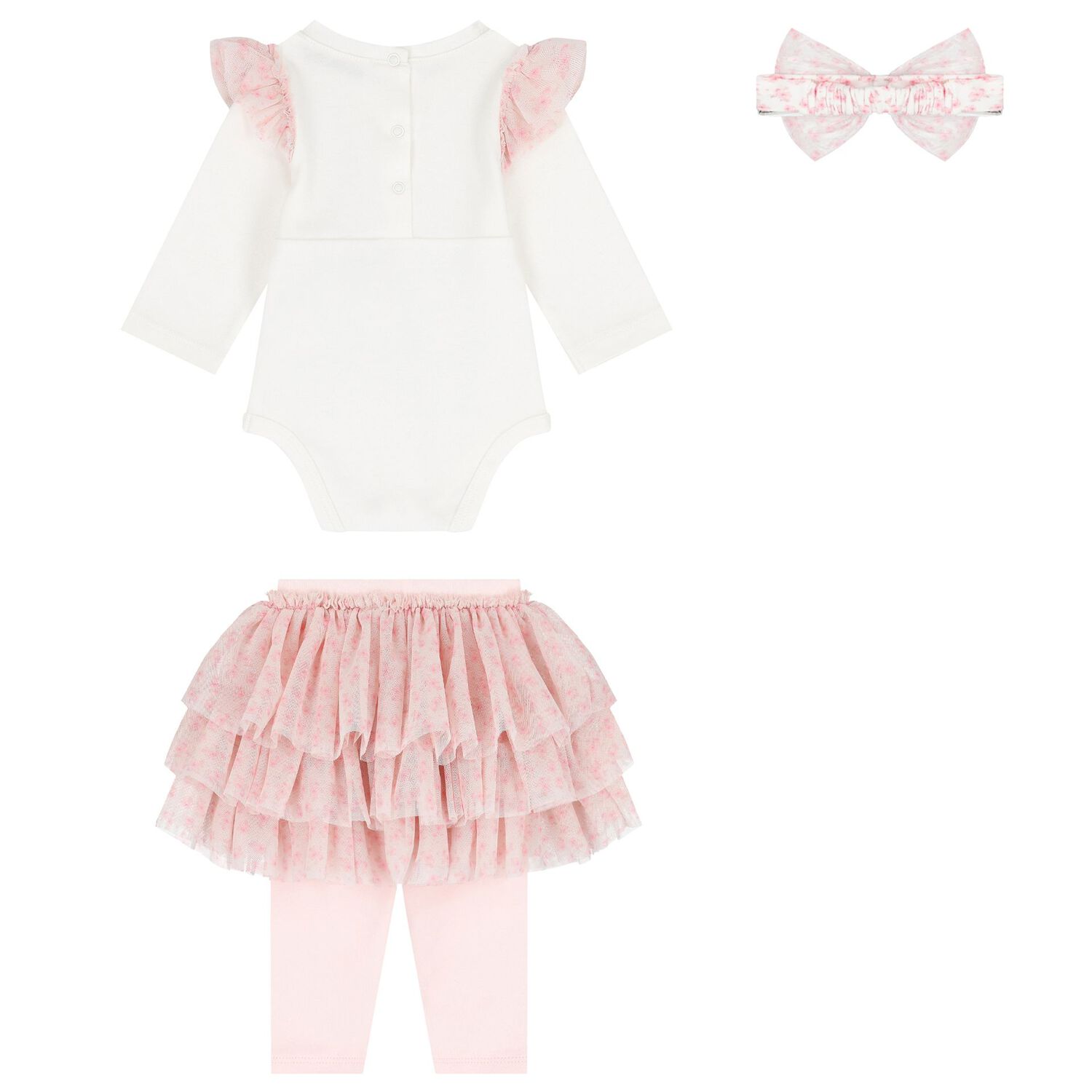 Baby Girls Ivory & Pink Bodysuit Gift Set, 1, hi-res