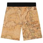 Boys Beige Geo Map Shorts, 1, hi-res