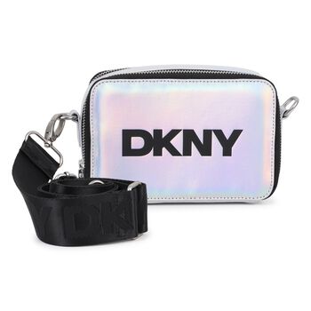Girls Metallic Silver Logo Handbag