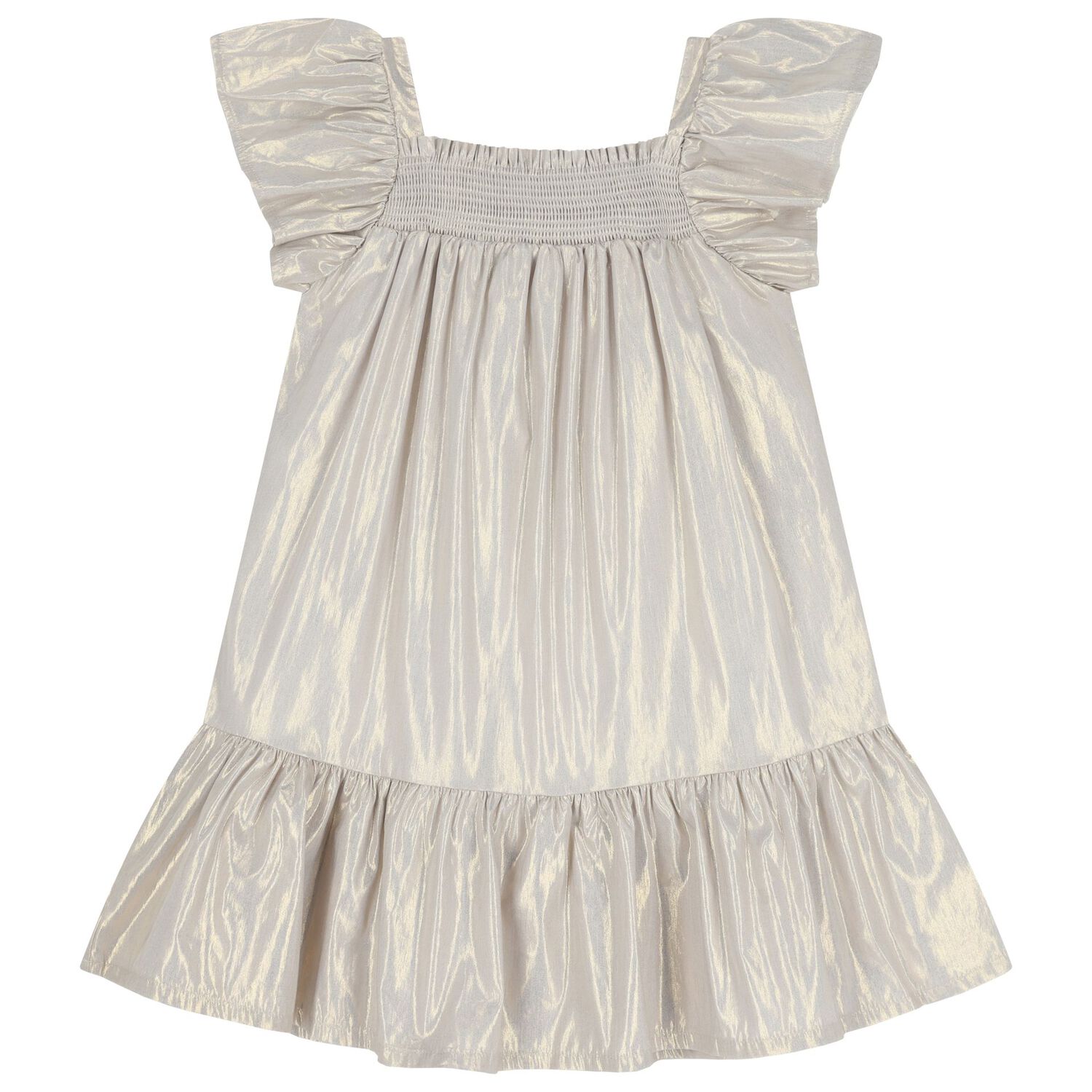 Girls Grey & Gold Logo Dress, 1, hi-res
