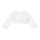 Baby Girls White Knitted Cardigan, 1, hi-res