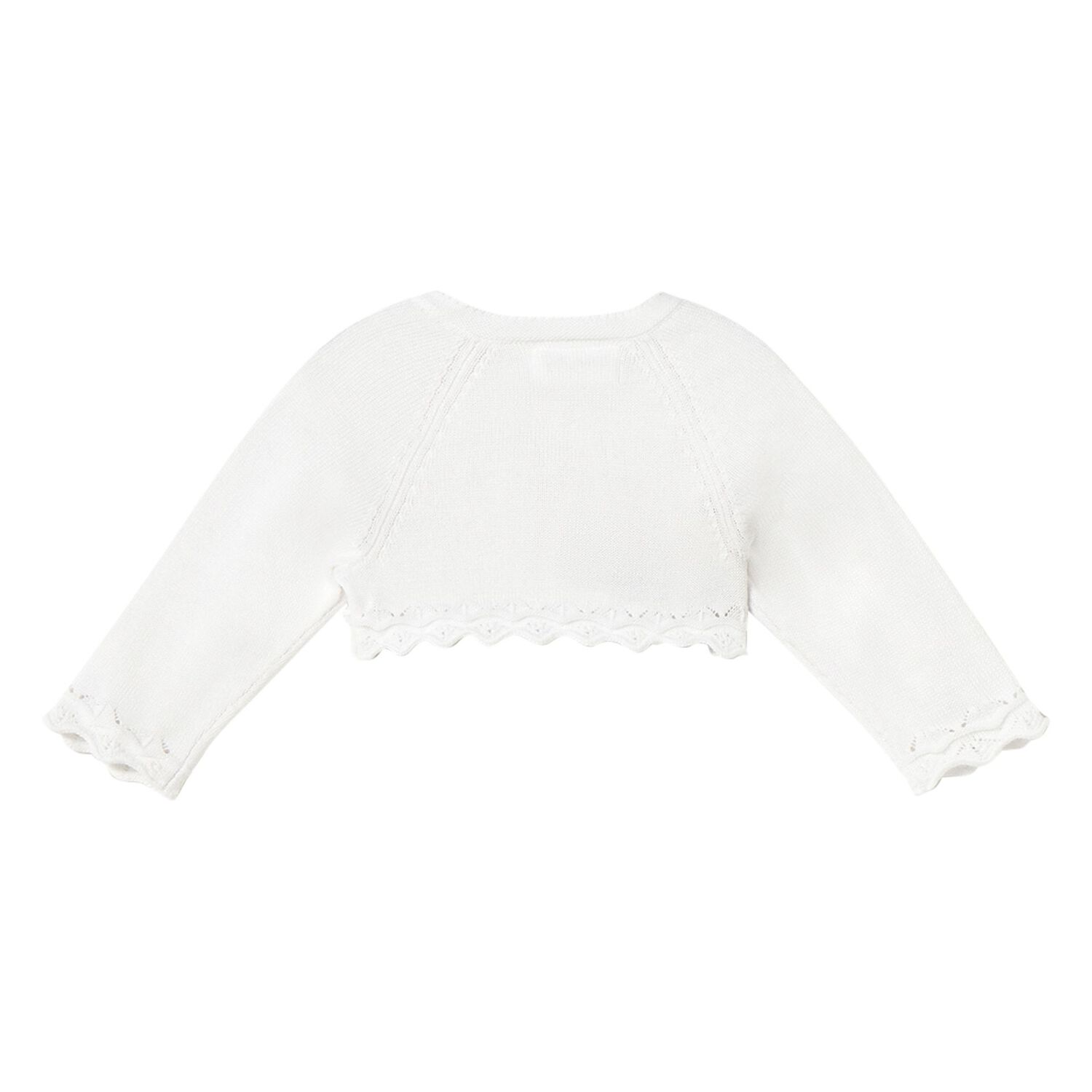 Baby Girls White Knitted Cardigan, 1, hi-res