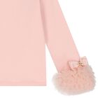 Girls Pink Tulle Cuffs Long Sleeve Top, 1, hi-res