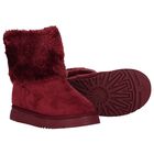 Girls Burgundy Faux Fur Boots, 1, hi-res