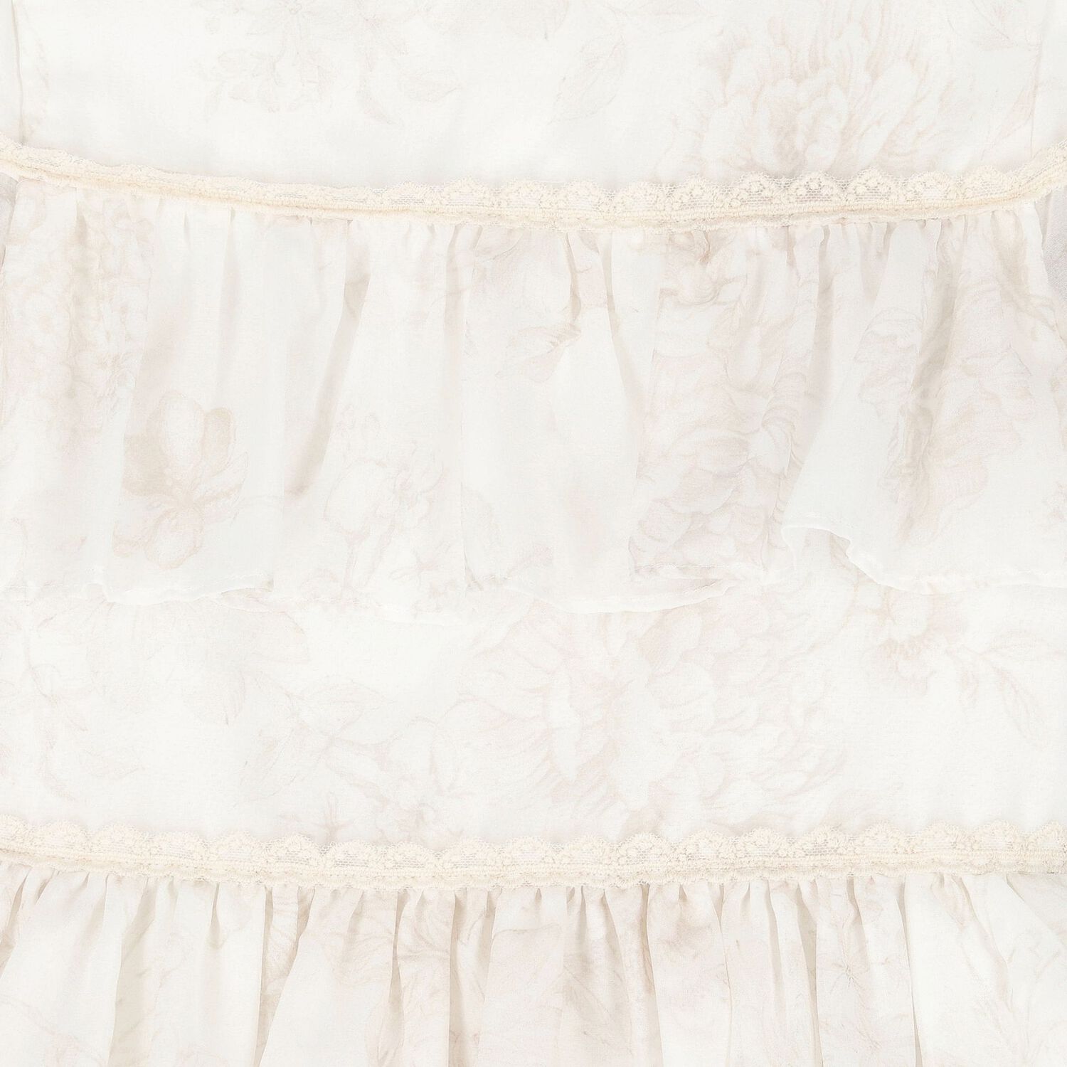 Girls Ivory Floral Tiered Dress, 1, hi-res