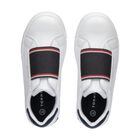 Girls White & Blue Logo Trainers, 1, hi-res