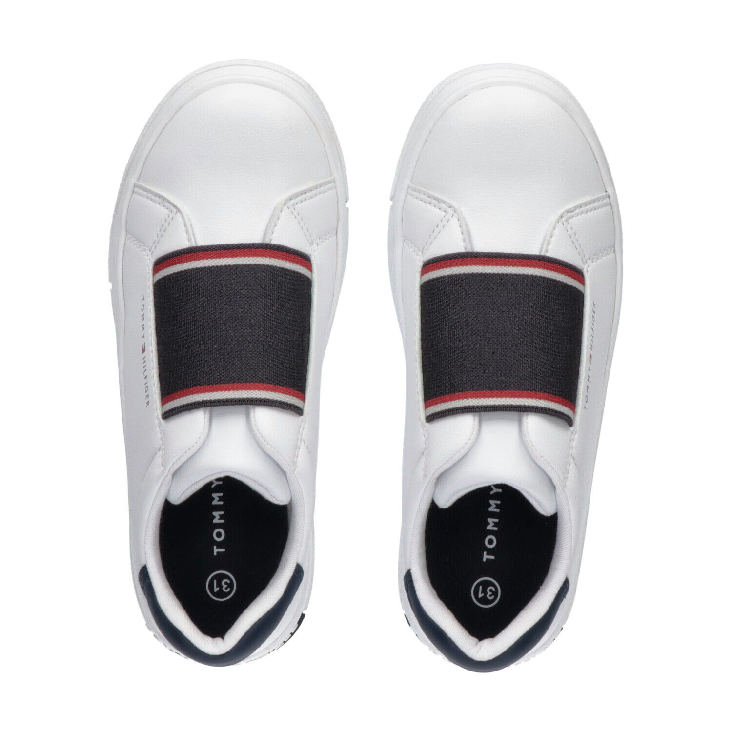 Girls White & Blue Logo Trainers, 1, hi-res