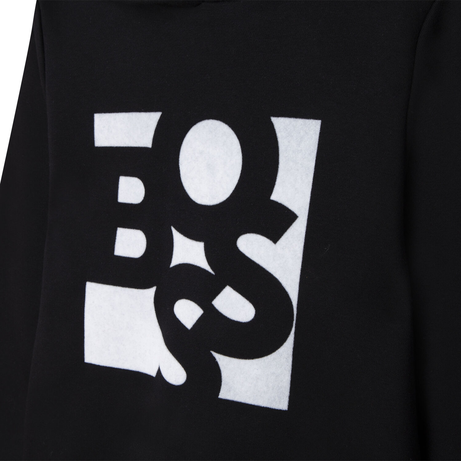 Boys Black Logo Hooded Top, 1, hi-res