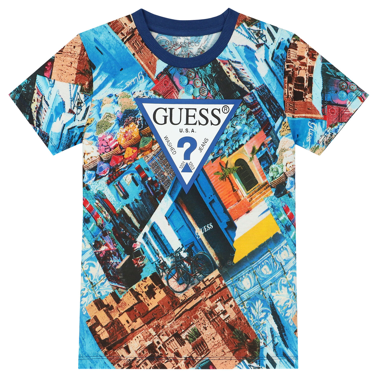 Boys Blue & Orange Logo Shorts Set, 1, hi-res