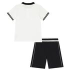Boys White & Black Logo Shorts Set, 1, hi-res